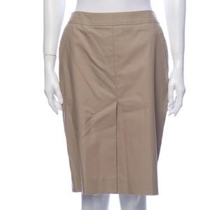 Akris Beige tan pencil skirt knee length high waisted front slit